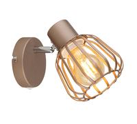 Applique murale LED, spot mural, lampe de salon orientable, métal marron, H 15 cm