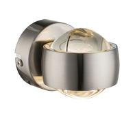 Applique murale LED, spot mural, lampe de salon, Up Down, argent, métal, verre, nickel