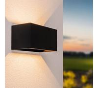 Applique murale LED Up & Down Cube - IP65 Applique murale - Noir - 12 Watt 1120 lumens - Double - Aluminium - Lampe d'extérieur - Faisceau lumineux ajustable 5-100° - Lumière blanche chaude 3000K