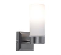 Applique murale LED verre IP44 lampe de salle de bain applique en verre opale salle de bain, métal nickel mat, 1x 6W 300Lm blanc chaud, HxP 18,5x11,5 cm