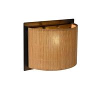 Applique murale Lucide Magius rotin métal noir E27 40W
