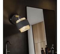Applique, lampe de chambre, lampe de cuisine, applique avec spot orientable, moderne, acier textile, or noir, 1x douille E14, LxlxH 10x18,5x13 cm