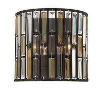 Applique Murale Luminaire Bernsteinperle Cristaux Acier Bronze H 27,9 CM 2 Feux