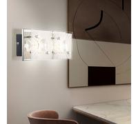 Applique murale chromée, applique murale pour cage d'escalier, verre avec motif, cristaux K5 clairs, 2x LED 4W 320lm blanc chaud, LxPxH 24x11x10 cm