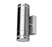 Applique murale lumineuse d'extérieur en acier inoxydable up down spot de jardin, verre en acier inoxydable, 2x GU10, DxH 6x17,8 cm