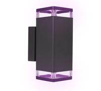 Applique murale maison applique extérieure lumière façade, aluminium noir, 2 ampoules GU10, télécommande dimmable, 2x LED RVB 3,5W 290Lm blanc chaud L 23,5 cm