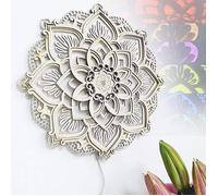 Applique murale mandala bois 10W USB gravé lumière nuit décoration yoga maison Veilleuse bohème en bois en forme de fleur Exquis