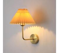 Applique Murale Moderne Abat-Jour Plissé en Tissu Couleur Or Antique Style Nordique Lampe de Chevet pour Salle de Bain Chambre Chambre d'enfant Cuisine Couloir Style Campagnard