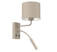 Applique murale moderne beige avec liseuse E27 G9, métal, pour chambre et salon