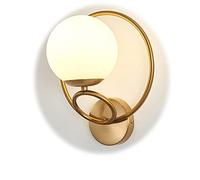 Applique Murale Moderne En Laiton, Boule En Verre Blanc, Idéale Pour Le Salon, La Salle À Manger, La Salle Den, La Chambre Ou Le Couloir. Lanterne Décorative Dorée.