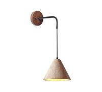 Applique murale moderne en travertin, applique murale suspendue E27 avec abat-jour en pierre conique, applique murale suspendue réglable, luminaire mural de chevet for chambre à coucher(Beige)