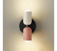 Applique Murale Moderne G9 Haut-Bas Intérieur sans Ampoules, Crème et Rose | Abat-jour métallique bicolore, douille G9, lampe murale nordique à câblage fixe, chevet de chambre, salon, couloir, escalier