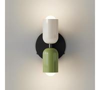 Applique Murale Moderne G9 Haut-Bas Intérieur sans Ampoules, Crème et Vert | Abat-jour métallique bicolore, douille G9, lampe murale nordique à câblage fixe, chevet de chambre, salon, couloir, escalier