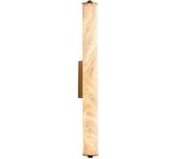 Applique Murale Moderne Haut De Gamme, Lampe Cylindrique en Albâtre Et Marbre, Base en Laiton, éclairage De Salle De Bain pour Chambre, Cuisine Ou Couloir Gold 40CM