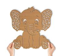 Applique murale, motif éléphant, veilleuse, pour chambre d'enfant, fille et garçon, en bois MDF, fonctionne sur piles