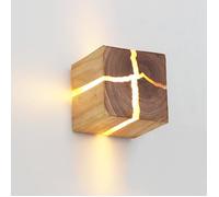 Applique murale - MXZZAND - Bois de caoutchouc - LED - 8x8x8 cm - Marron