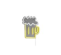 Applique murale néon Bière avec mousse LED 5W USB-C, jaune et gris