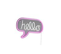 Applique murale néon LED 5W HELLO en nuage rose gris USB-C