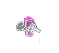 Applique murale néon LED tasse à café rose et gris USB-C 5W