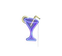 Applique murale néon LED violette et jaune USB-C 5W motif cocktail CHEERS