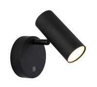 Applique murale noire orientable Spot mural Accu Support magnétique Applique murale Touchdimmer, 1x LED 0,4W 29Lm blanc chaud, LxLxH 15x10x12,5 cm