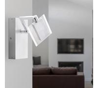 Applique murale orientable Applique murale en verre lampe d'entrée cage d'escalier, interrupteur, métal, 1x LED 4.8W 530Lm blanc chaud, LxP 16x10 cm