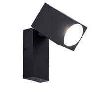 Applique murale orientable pour l'extérieur, spot lumineux pour balcon, aluminium noir, LED 4,5W 400Lm blanc chaud, LxHxP 6,6x10x9,2 cm