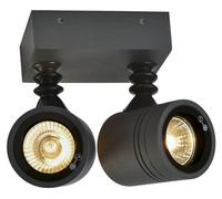 Applique murale ou plafonnier extérieur, 2 ampoules, culot GU10, indice de protection IP55, couleur anthracite, aluminium/verre