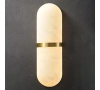 Applique Murale Ovale en Pierre, Finition Laiton et marbre Naturel albâtre, avec variateur LED, idéale pour la Salle de Bain, Le Salon, la Chambre, la Cuisine et la Salle à Manger.