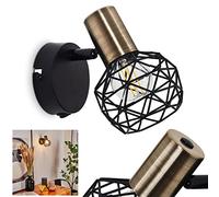 Applique murale Palmira en métal noir et laiton, élégant spot rotatif créant un jeu de lumière au mur, avec interrupteur intégré, pour 1 ampoule E14, ampoule(s) non incluse(s)