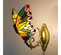 Applique Murale Papillon, Applique LED En Vitrail De Style Tiffany, 1 Lumière, Lampe De Chevet De Chambre Pour Salon Chambre D'enfant Couloir Salle De Bain, Multicolore,H