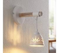 Applique murale Pimana Lindby, dimmable, bois clair, Salon / Salle à manger, Bois, Maison de campagne / Rustique, Applique Murale