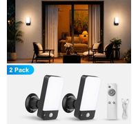 Applique murale pivotante - Lot de 2 - Détecteur de mouvement - Rechargeable - Télécommande - Intensité variable - Indice de protection IP65