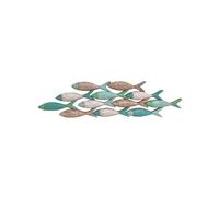 Applique murale - POISSONS - 81cm - Bois MDF - Couleur Bleu Vert - Effet Vieilli