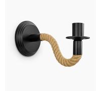 Applique Murale pour Chambre à Coucher, Style Rustique Noir, avec Bras en Corde de Chanvre et Douille E26 pour Table de Chevet