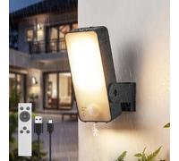 Applique murale rechargeable avec détecteur de mouvement, 12000 mAh, indice de protection IP65, couleur noire