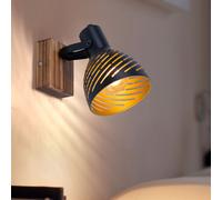 Applique murale réglable fentes décoratives bois noir h 16,5 cm