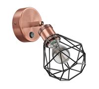 Applique murale RETRA interrupteur bronze mat rond ; abat-jour en forme de cage