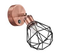 Applique murale RETRA interrupteur bronze mat rond ; abat-jour en forme de cage
