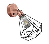 Applique murale RETRA interrupteur bronze mat rond cage-écran + lampe LED 240lm