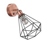 Applique murale RETRA interrupteur bronze mat rond cage-écran + lampe LED 370lm