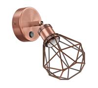 Applique murale RETRA interrupteur bronze mat rond douille E27 abat-jour cage