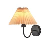Applique Murale Rétro Plissée En Forme D'éventail, Lampe Créative For Salon, Salle À Manger, Chambre Coucher, De Chevet, Décoration La Maison Installation Facile(Black-Apricot lampsh)