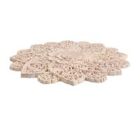 Applique Murale Ronde Fleurie Française en Bois Brut, Style Vintage | Bois Beige Non Peint, Structure Ajourée, Pose Facile, pour Canapé et Décoration Murale Intérieure