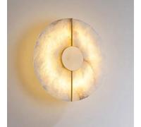Applique Murale Ronde Minimaliste en albâtre, Applique marbre Naturel de 7,8 Pouces, Style Industriel Nordique, luminaires muraux for Restaurant, Salon, Chambre à Coucher