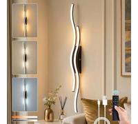Applique Murale Sans Fil Rechargeable LED, 10000mAh Lampe Murale Intérieur Design Ondulé Moderne avec Télécommande et Tactile, Batterie, 140cm Intensité Variable, 3 Couleurs pour Salon, Chambre, Noir