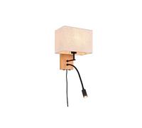 Applique murale scandinave bois noir rectangulaire avec liseuse LED E27