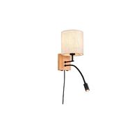 Applique murale scandinave ronde bois noir avec liseuse LED, E27, pour lecture, ELDRA