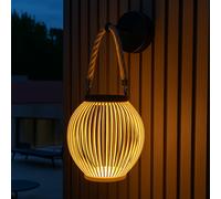Lumisky Applique murale ISALINE solaire LED sans fil en bambou style bohème H40cm