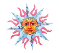 Applique Murale Soleil en Métal Bleu, Décoration Suspendue en Fer | Style Simple et Classique, Création Murale Décorative pour Intérieur ou Salon, Présent D’emménagement